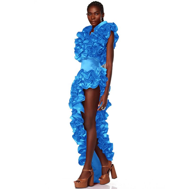 Maillot de bain pour femme, ensemble jupe irrégulière en dentelle à col en V_voghion.com