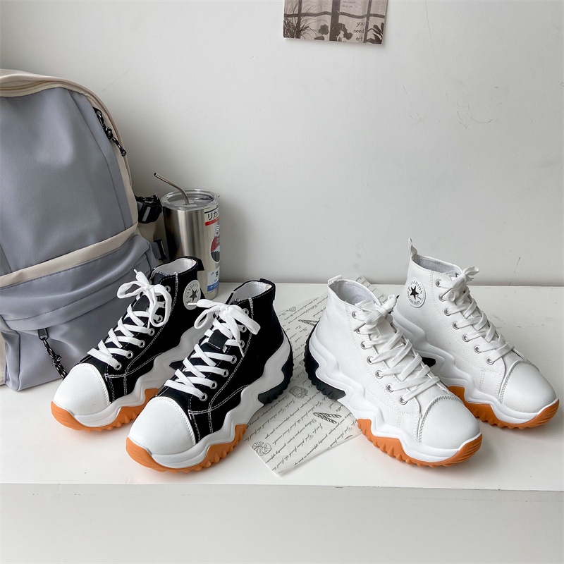 Thick-soled Low-cut Canvas Shoes Women's 23 Summer New Cross-border Foreign trade 43 large size breathable fashion lace-up casual old shoes_voghion.com