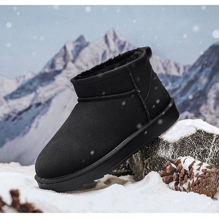 Herren Anti-Rutsch-Schneestiefel Winter Verdicktes Fleecefutter Warme Schuhe Mit Hohem Absatz Klassische Kurze Stiefel Für Den Außenbereich_voghion.com