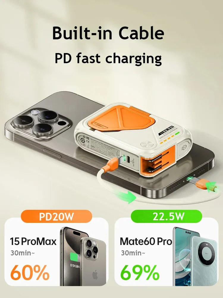 20000 MAh magnetische kabellose Powerbank, tragbar, 10000 MAh, schnelles Laden, Typ-C-Kabel, externer Akku für iPhone,_voghion.com