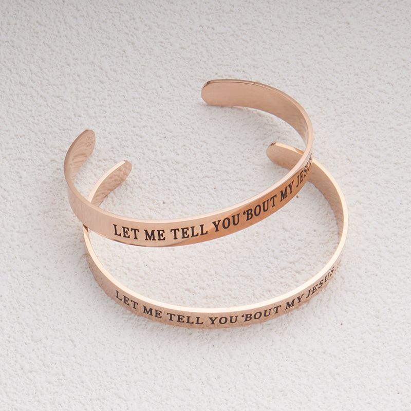 Bracciale in acciaio inossidabile con incisione, stile gioiello colorato, con apertura a forma di C, misura regolabile_voghion.com