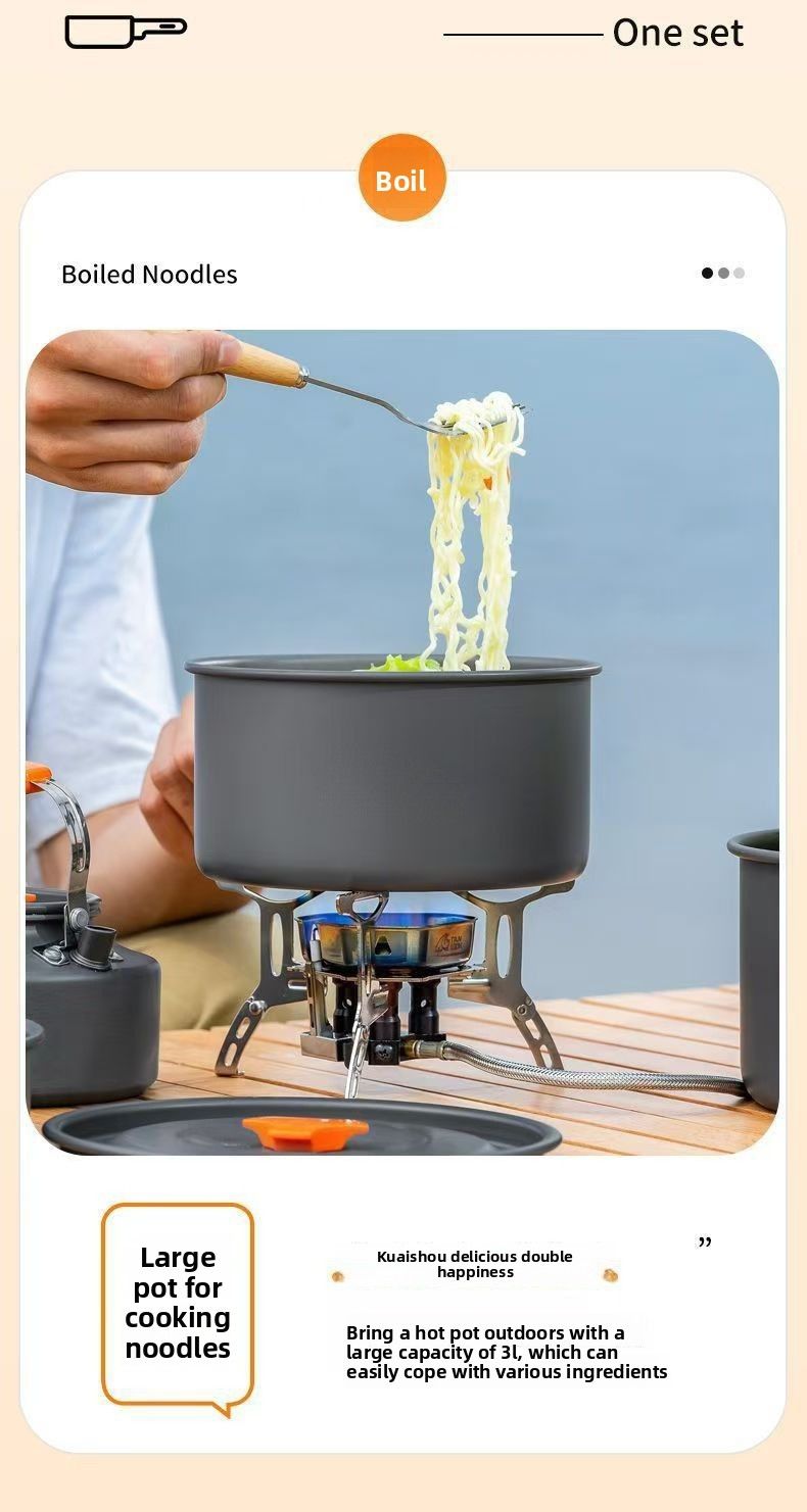 Forniture per cucinare Pentola per esterni Set di pentole Picnic Viaggio Bollitore portatile da campeggio_voghion.com