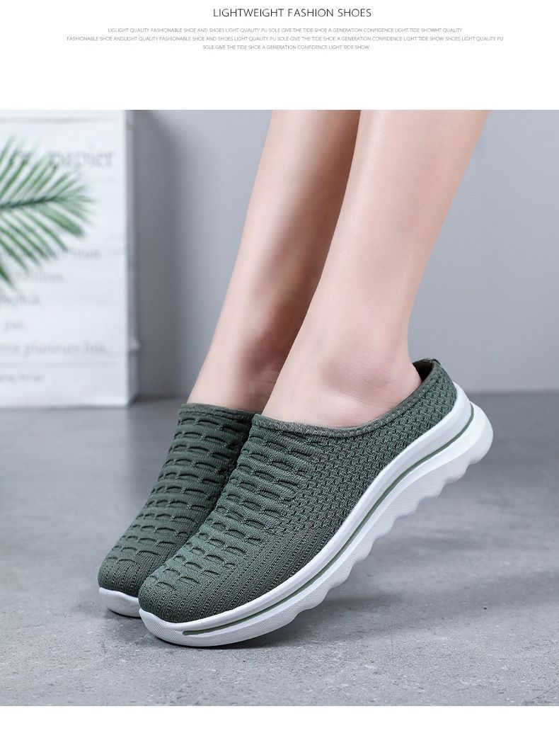Damen Bag Head Hausschuhe Damenschuhe Freizeitschuhe Ein Pedal Lazy Shoes Flying Woven Atmungsaktive Einzelschuhe_voghion.com