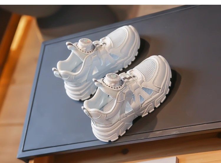 Scarpe per bambini, scarpe da bambina, sandali sportivi estivi, nuove per bambini, in rete traspirante, con bottoni rotanti, piccole scarpe bianche, punta chiusa_voghion.com