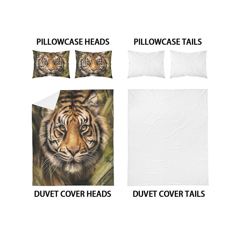 Tigre, leopardo, animale 3D stampa digitale camera da letto, dormitorio, hotel e pensione set da 3 pezzi, leggero, caldo e morbido set di biancheria da letto in peluche corto_voghion.com