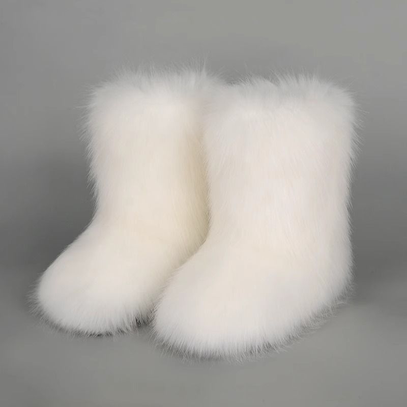 Winter snow boots Women's outer wear warm non-slip cross-border long fur mid-calf raccoon fur y2g fur boots_voghion.com