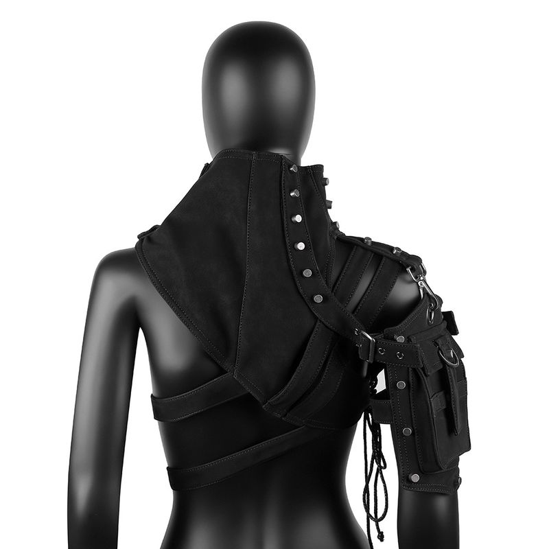 Damen Punk PU Leder Damen Umhängetasche Halloween Bühnenperformance Rüstung Zubehör_voghion.com