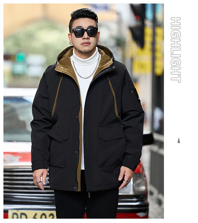 Men's Plus Size Winter Jacket With Fleece Lining - Oversized Workwear Style (4XL-11XL, Black/Green) | Water-Resistant & Multi-Pocket_voghion.com