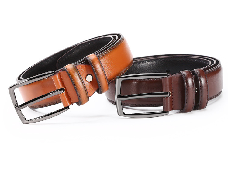 Cintura vintage da uomo, cintura con fibbia ad ardiglione in lega alla moda e casual, design classico per lavoro, affari e tempo libero_voghion.com