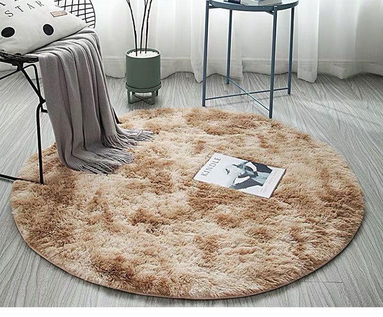 Alfombra de poliéster con estampado geométrico nórdico: suave, antideslizante y redonda para sala de estar, lavable y resistente a la decoloración (varios tamaños y colores)._voghion.com