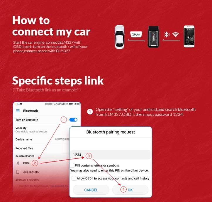Strumento diagnostico per auto ELM327 V1.5 - Bluetooth OBD2 con chip PIC25K80, compatibile con Android_voghion.com