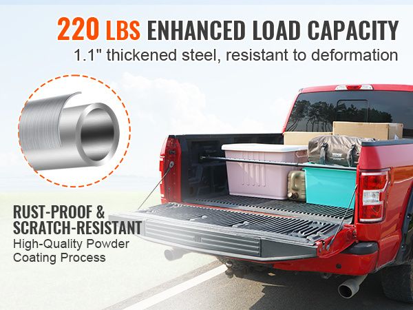 VEVOR Cargo Bar, Truck Bed Bar Adjustable from 40" to 73", Heavy-duty Steel Cargo Stabilizer Bar with 220 lbs Capacity, Truck Load Bar Stop Sliding fo_voghion.com