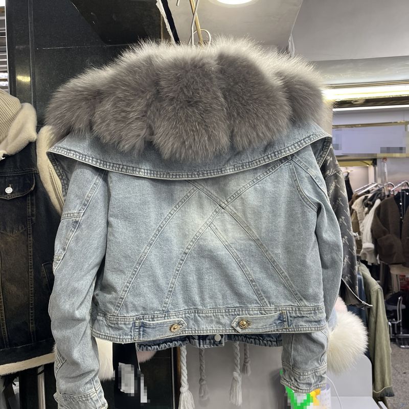 Abbigliamento invernale nuovo, giacca in pelliccia di volpe con collo largo, parka foderato spesso da donna_voghion.com