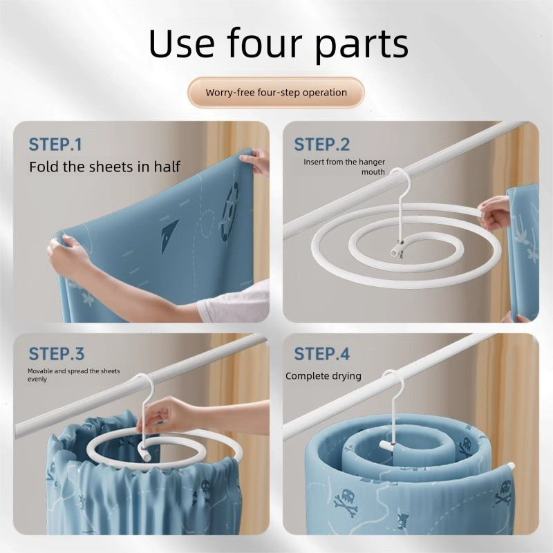 Spiral Clothes Drying Rack - Balcony Windproof Artifact, Large Capacity For Bed Sheets & Quilts_voghion.com