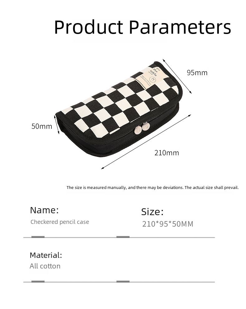ins style black and white checkerboard pencil bag large capacity stationery bag canvas student simple high value pencil bag wholesale_voghion.com