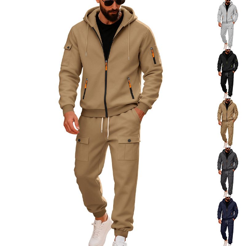 Men's Heavyweight Fleece Hoodie & Jogger Set - Relaxed Fit Workwear Style For Outdoor & Commuting (M-3XL, 5 Colors)_voghion.com