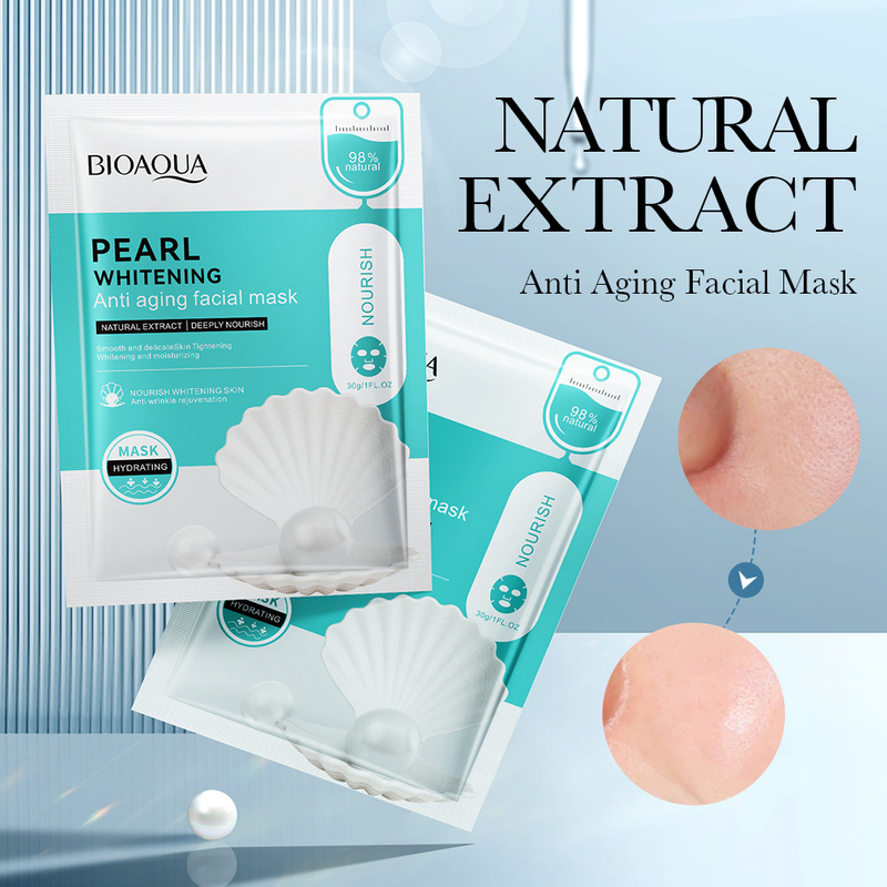 Maschera viso sbiancante e idratante antirughe perlata BIOAOUA_voghion.com