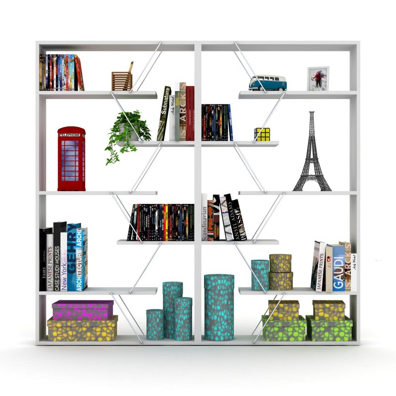 Furnish Home Store Wood Frame Etagere Open Back 6 Shelves Bookcase Industrial Bookshelf for Office and Living Rooms Modern Bookcases Large Bookshelf O_voghion.com