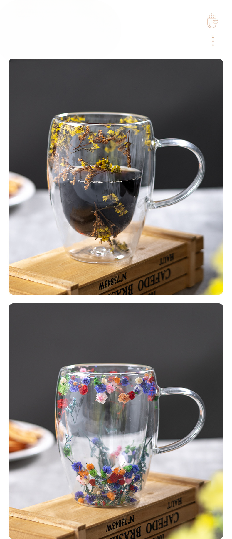 Double-Layer Coffee Household Glass High Temperature Resistant Anti-Scald Water Dried Flower Mug Exquisite Latte Cup_voghion.com