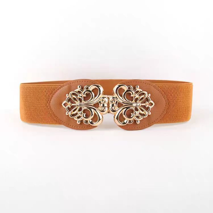 Ladies decorative elastic elastic belt, autumn and winter down jacket, coat corset, black fashion waist_voghion.com