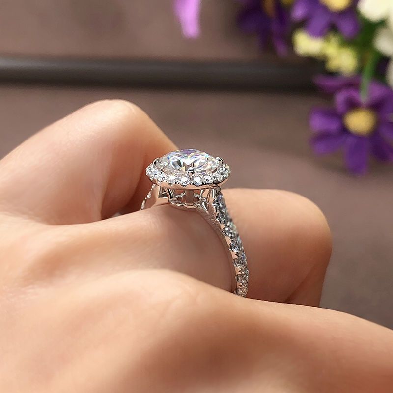 Inel autentic cu diamant din piatră Mosang importată pentru femei, cu un inel rotund cu patru gheare, din ou de porumbel, de unu sau două carate, verighetă personalizată_voghion.com