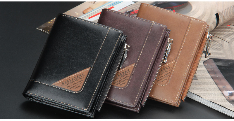 2022 High Quality Men's Wallet Fashion PU Leather Vertical Zipper Coin Purse Large Capacity Buckle Male Solid Color Card_voghion.com