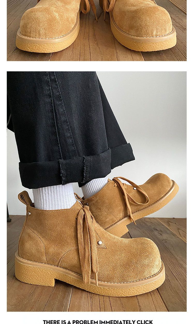2025 Herbst Neue Echtes Leder Martin Kuh Wildleder Chunky Derby Schuhe männer Arbeit Kurze Stiefel_voghion.com