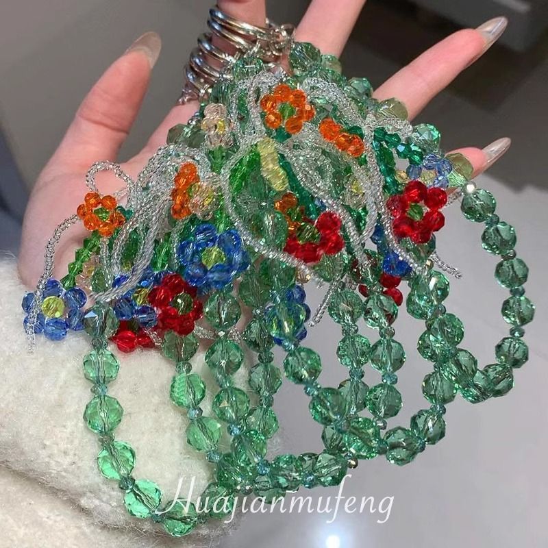 Vroege lente gekleurde bloemen kralen mobiele telefoon ketting lanyard sleutelhanger hanger camera hanger verse_voghion.com
