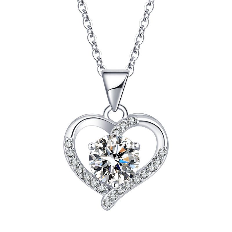 Kwai Online Live Broadcast Liebe Design Silber Halskette Imitieren D Farbe Moissanite Weibliche Anhänger_voghion.com