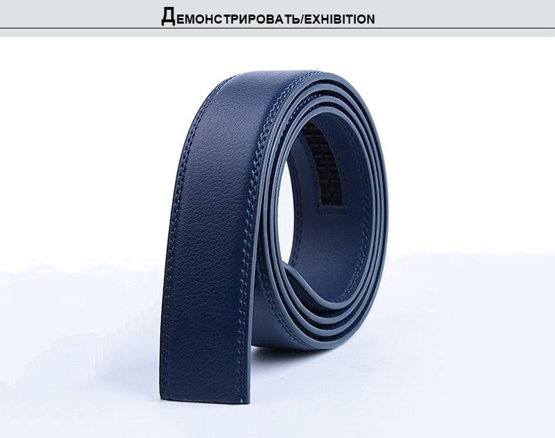 HOT HIDUP Hochwertiger Echtleder-Automatikgürtel für Herren in Blau, nur Riemen ohne Schnalle, 3,5 cm breit_voghion.com