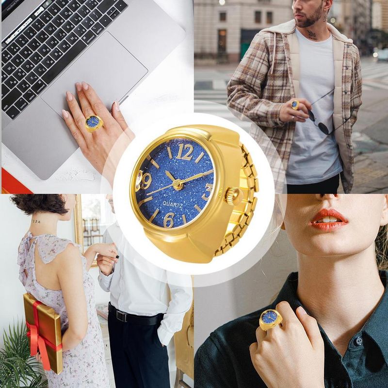 2025 New Arrivals Kvinder Forskellig grafik Urskive Quartz Analog Creative Rustfrit Stål Rem Cool Quartz Finger Ring Watch_voghion.com