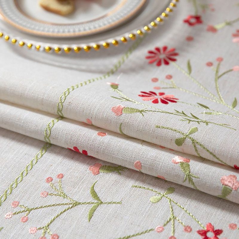 Nappes de broderie rustiques en coton et lin, motif feuilles de café, rectangulaires, imperméables, pour cuisine, salon_voghion.com