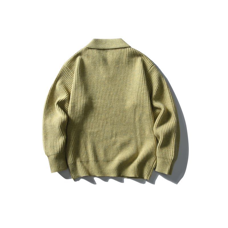 Pull col mouette côtelé de couleur unie pour homme, version coréenne 2025, automne-hiver, haut de gamme, style Old Money, polo intérieur_voghion.com