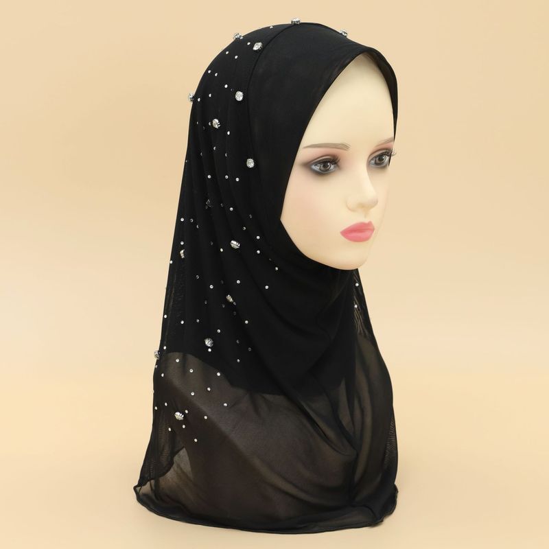 Vrouwen Hijab hete verkoop vrouwen effen kleur chiffon nagel diamant hete diamant sterren zachte rand pullover hoofddoek sjaal_voghion.com