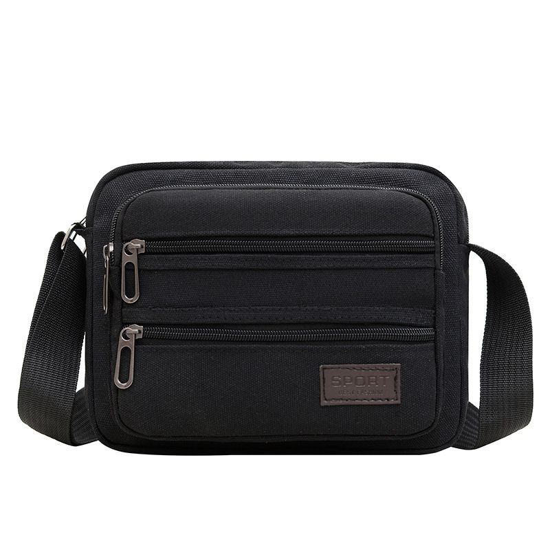 Canvas Single Shoulder With Multiple Zippers, Crossbody Men, Casual Fashion Men's Bag, Medium Size Bag For Men_voghion.com