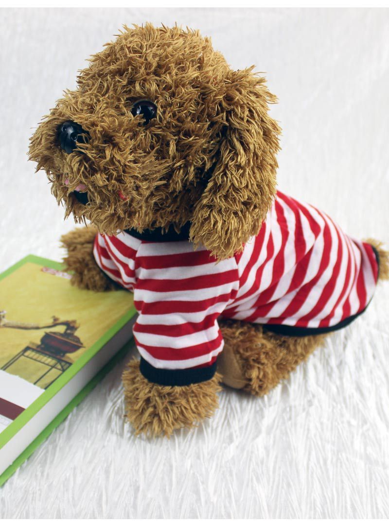 Nuovi vestiti estivi per cani, abbigliamento per animali domestici, maglietta a righe con scollo rotondo, taglia media e piccola, Bomei Teddy, primavera ed estate, sottile_voghion.com