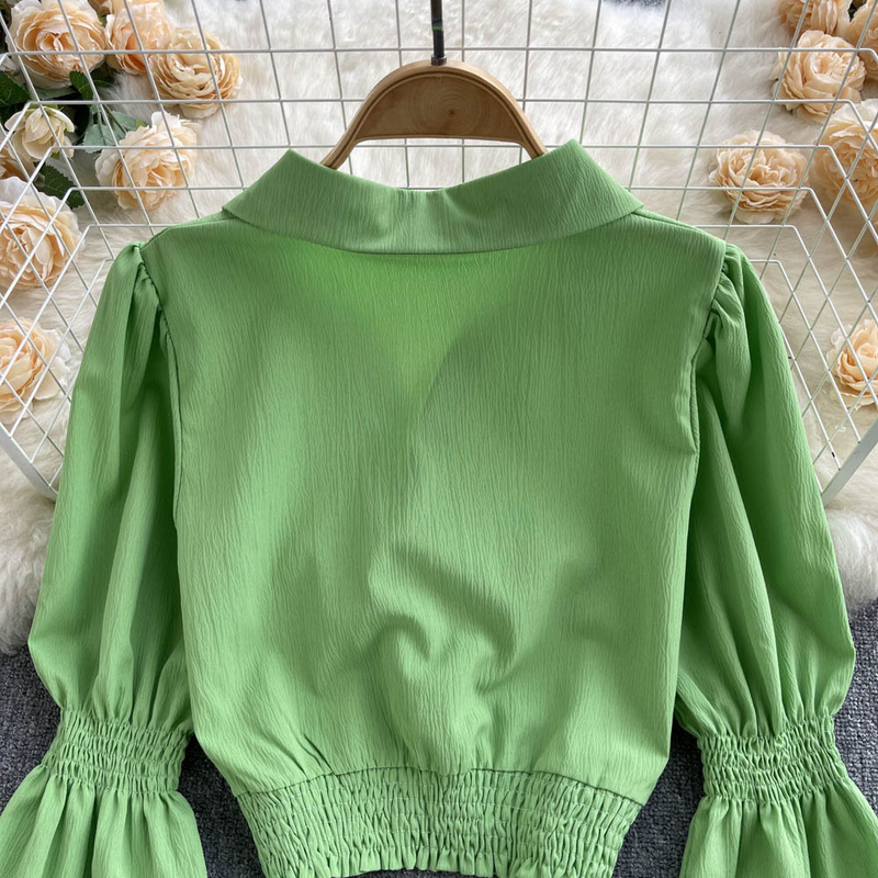 Camicie da donna con maniche a sbuffo, camicie sciancrate, corte, chic, eleganti, belle, eleganti, bianche_voghion.com