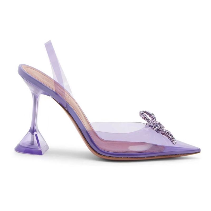 Sandálias transparentes de bico fino, verão 2025, novas, com fivela de strass e borboleta, sexy, bico aberto, salto alto, elegante e requintado, confortável e leve_voghion.com