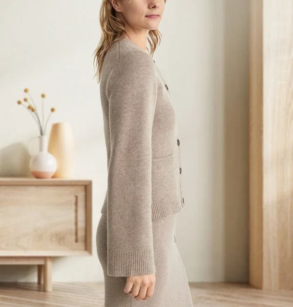 Luxury Knit Cardigan For Women - Soft & Cozy Oversized Sweater Coat With Buttons, Elegant Casual Style For Fall & Winter (Ivory, Taupe, Black)_voghion.com