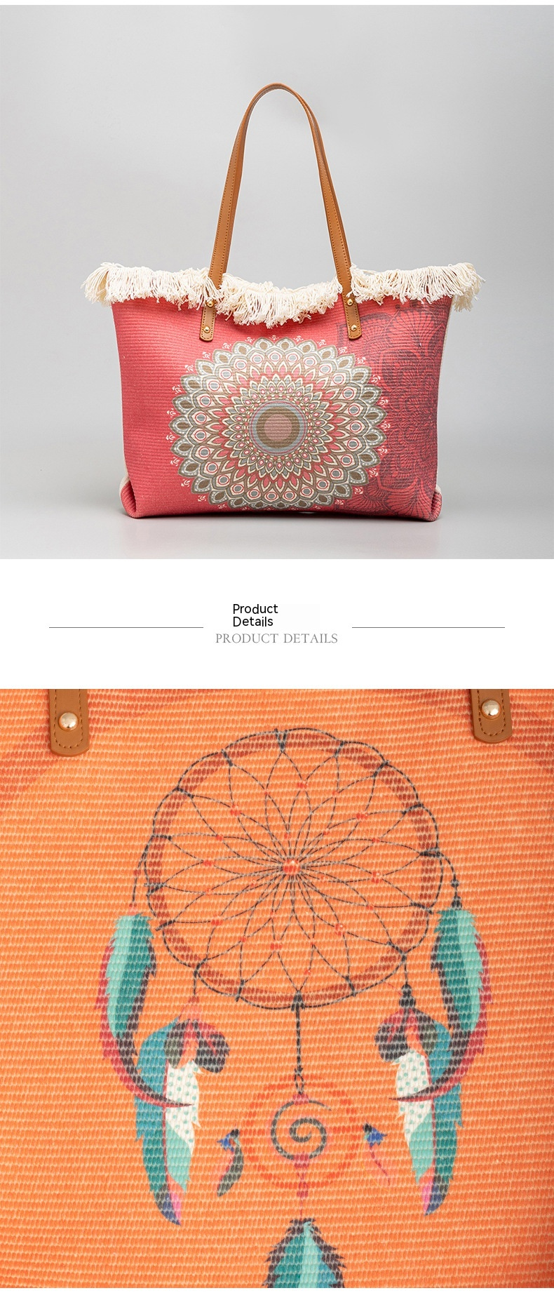 Bohemian ethnic style canvas commuting shoulder niche design, large capacity bag, women's bag_voghion.com
