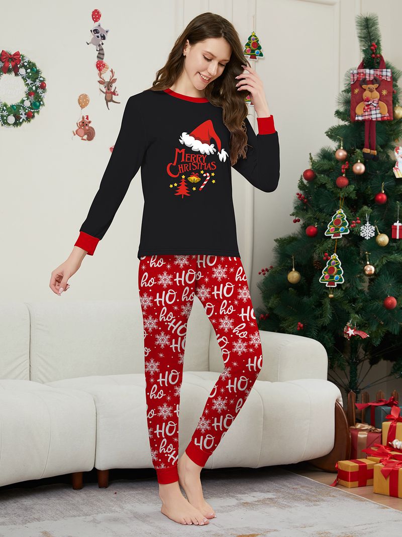 Christmas Family Matching Pajama Sets – Santa Hat Print Cotton-Blend Sleepwear For Parents & Kids (S-4XL, Infant To Adult)_voghion.com