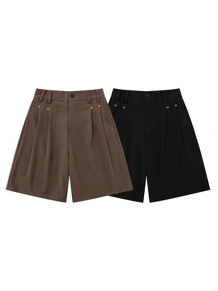Pantaloni da uomo, alla moda, casual, stile retrò, a pieghe, a gamba larga, di media lunghezza_voghion.com