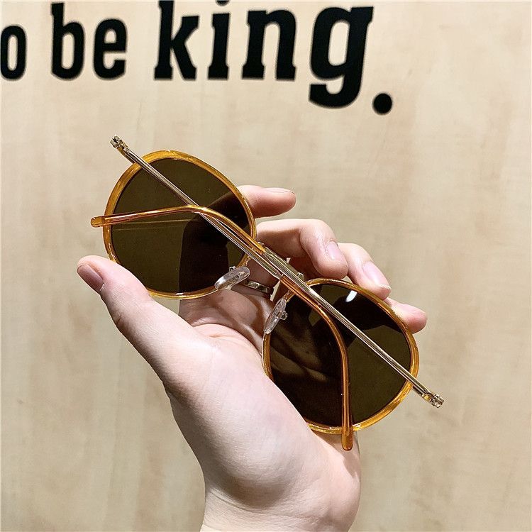 Ins Super Hot Glasses Retro Round Frame Small Face Women's Tide Orange Street Sunglasses_voghion.com
