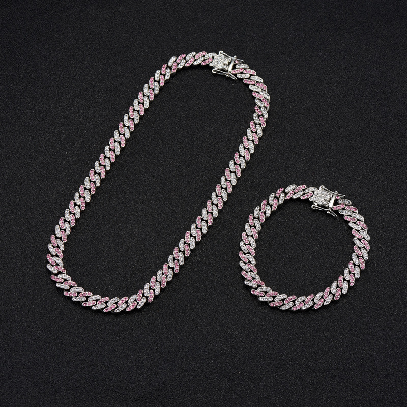 Men And Women's Jewelry Diamond Cuban Link Chain Necklace Hip Hop Style Geometric Design Unisex Statement Piece Sizes 18-24 Inch_voghion.com