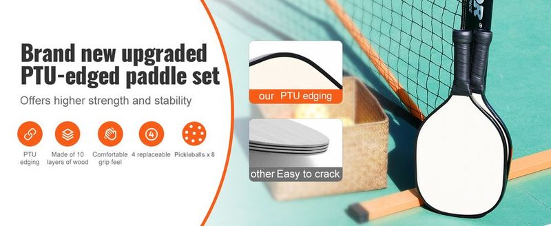 VEVOR Pickleball Net Set, 22FT Regulation Size Portable Pickleball System With Bags, Balls, Paddles, Wheels, And Court Lines, Weather Resistant Metal Frame & PE Net, For Outdoor Backyard Driveway_voghion.com
