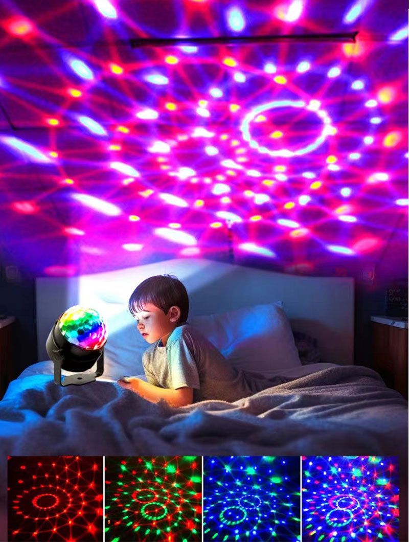 Éclairage de Noël télécommande LED petite boule magique mini boule magique en cristal lampe colorée à commande vocale lampe rotative lampe laser lampe de scène KTV_voghion.com