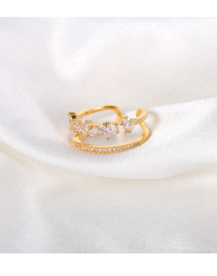 Anillo de diamantes de alta gama con diseño de nicho de lujo ligero, estilo frío femenino, personalidad de moda exquisita, anillo abierto_voghion.com