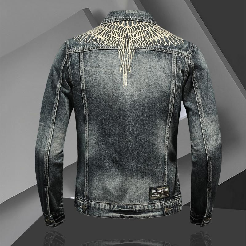 Herren Jeansjacke Retro Slim Fit Streetwear Motorrad Biker Mantel Für Den Täglichen Gebrauch Jeansjacken_voghion.com