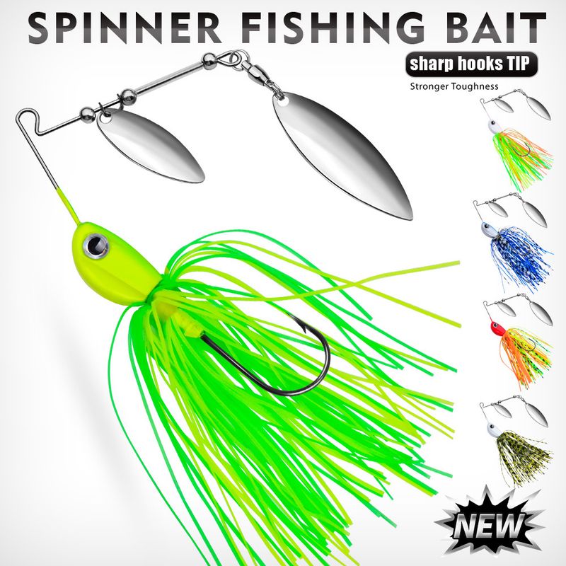 Cebo de pesca biónico de fondo con lentejuelas metálicas para hombre con barba, 10 g y 14 g, con borlas y anzuelos._voghion.com
