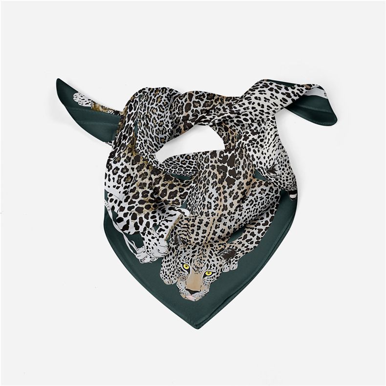 Korean version of leopard print dance performance female cartoon animal cheetah small square tourism scarf_voghion.com